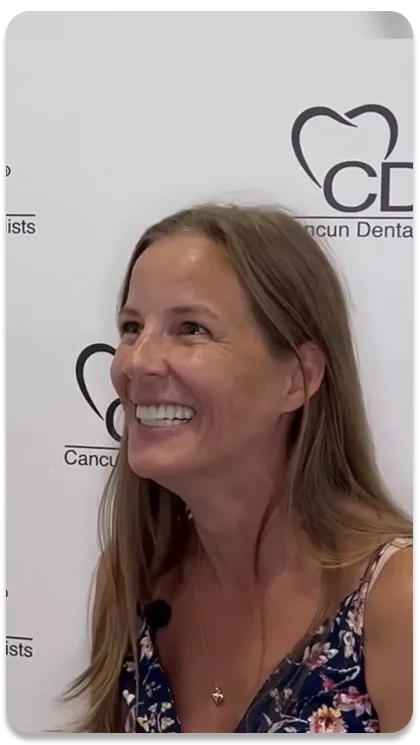 lady with a happy expression with her dental implants
