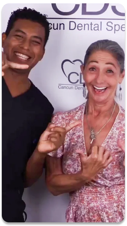 cover of lady after her dental implant in mexico